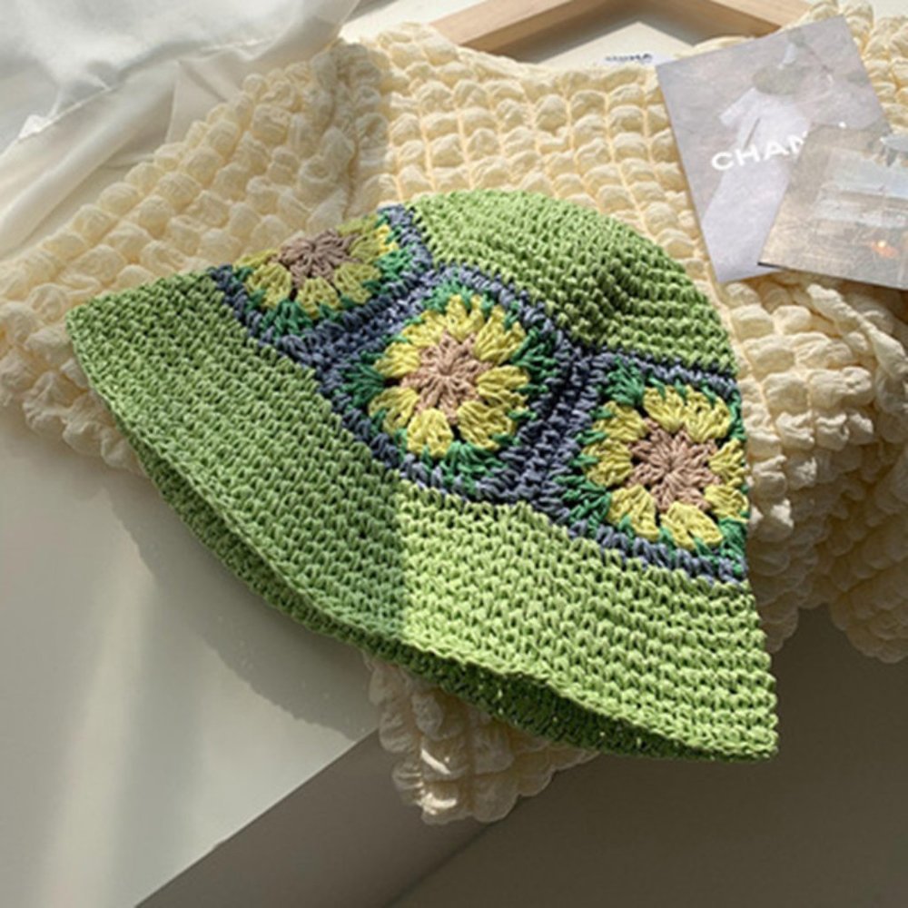Sunflower Straw Bucket Hat Foldable